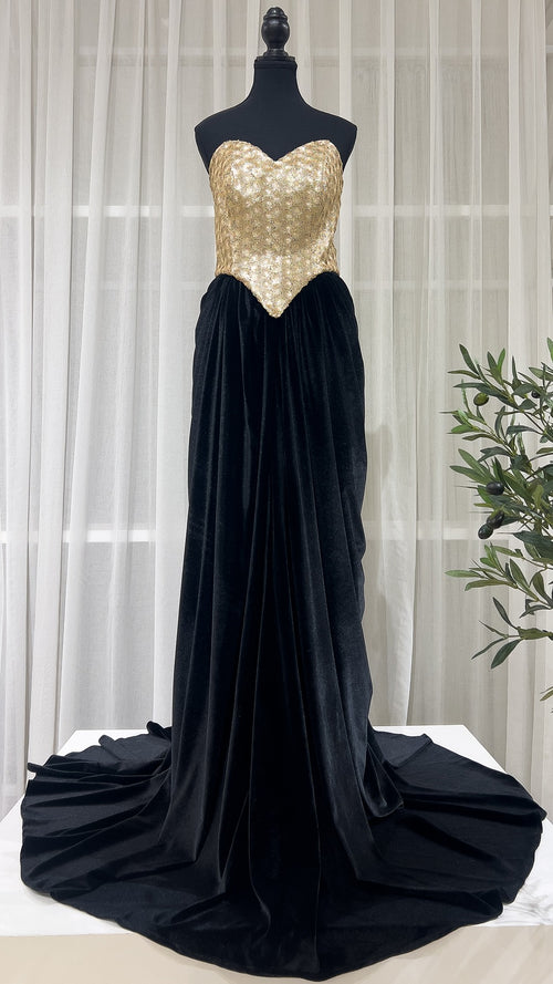 Golden Grace Velvet Dress