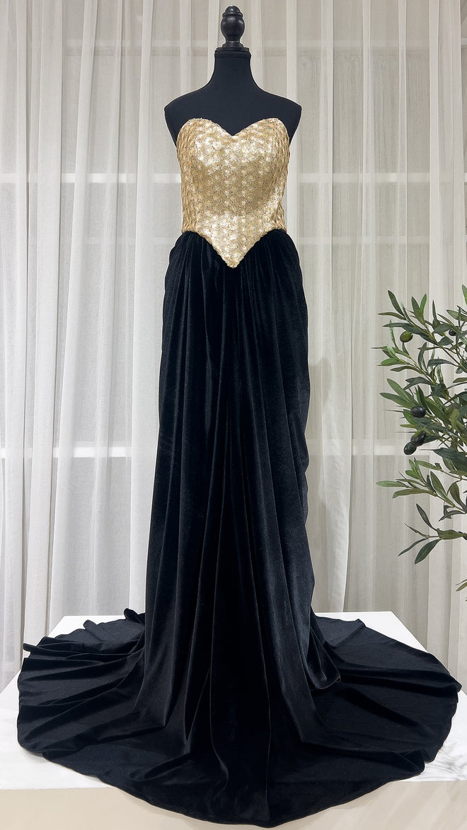 Golden Grace Velvet Dress