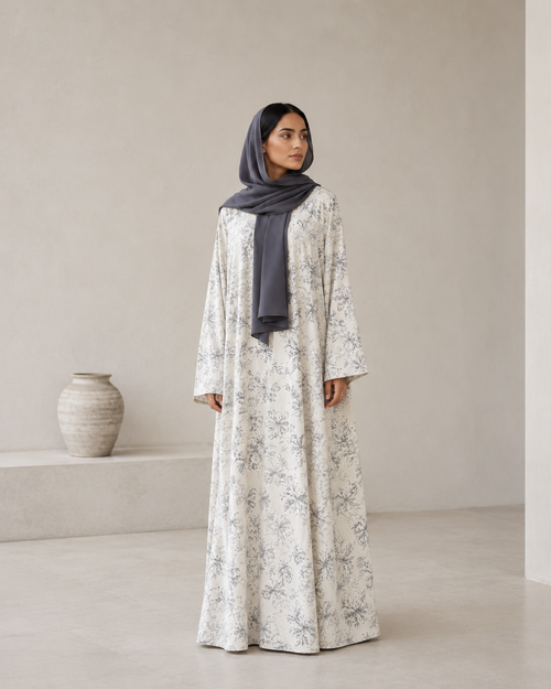 Botanical Printed Linen Abaya