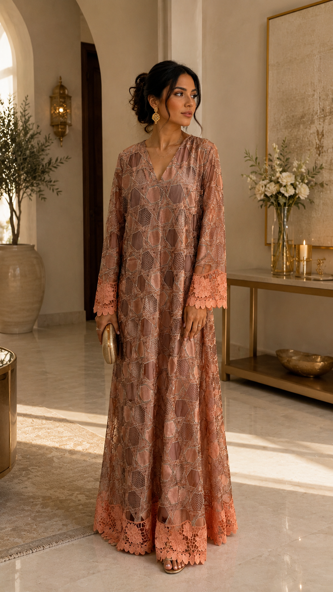 Rosé Lace Abaya