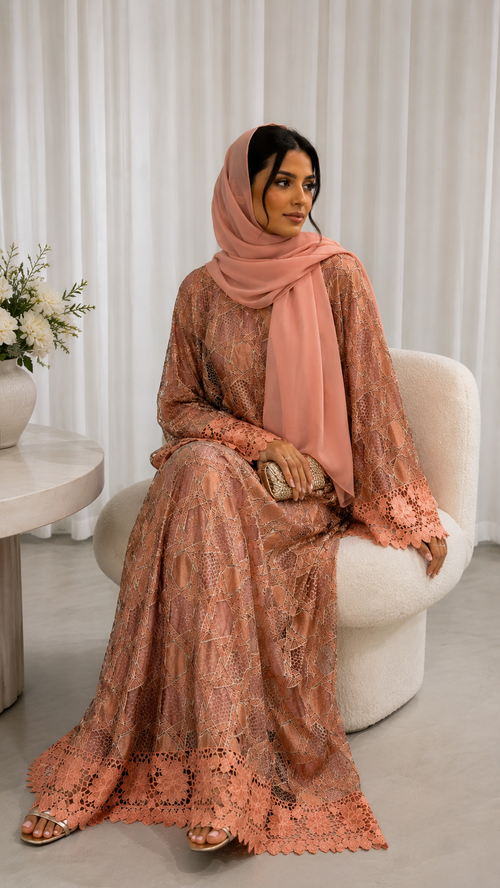 Rosé Lace Abaya