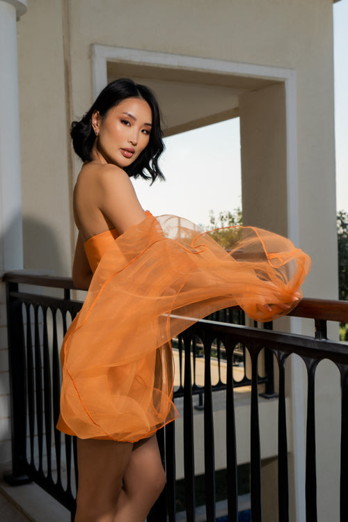 Vibrant Sunset Tulle Mini Dress