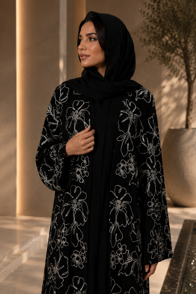 Night Flowers Abaya