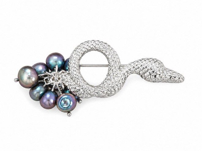 Serpentina Pearl Brooch