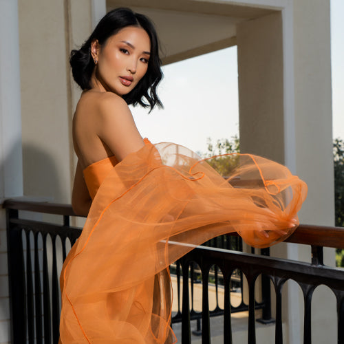 Vibrant Sunset Tulle Mini Dress