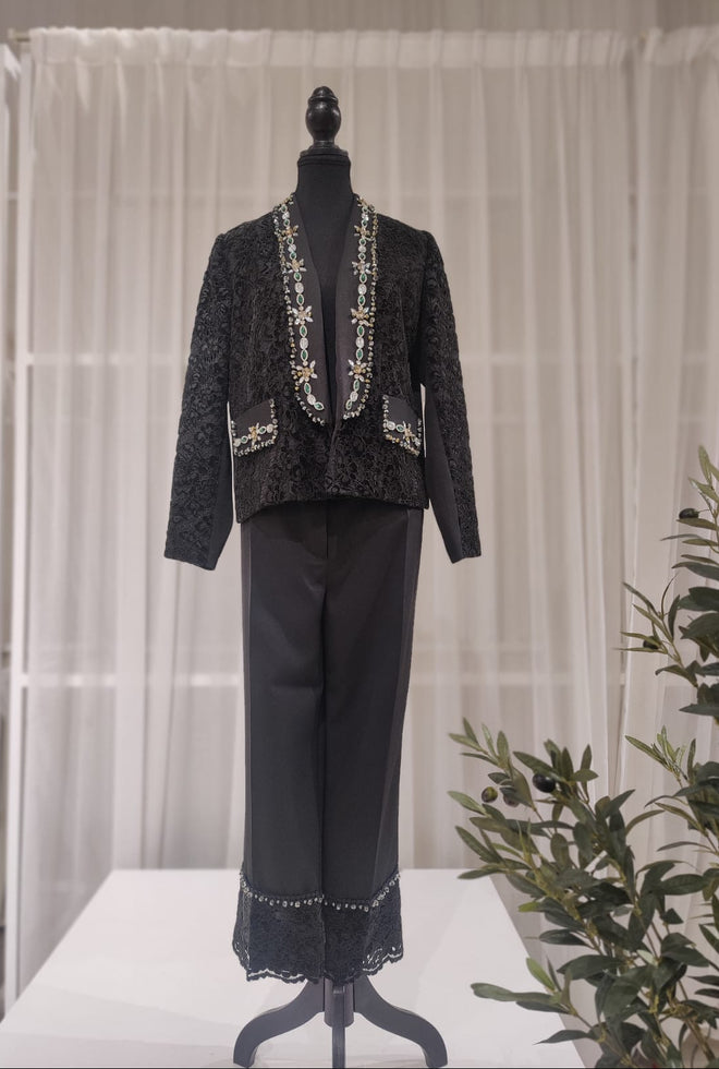 Midnight Crystal Lace Set