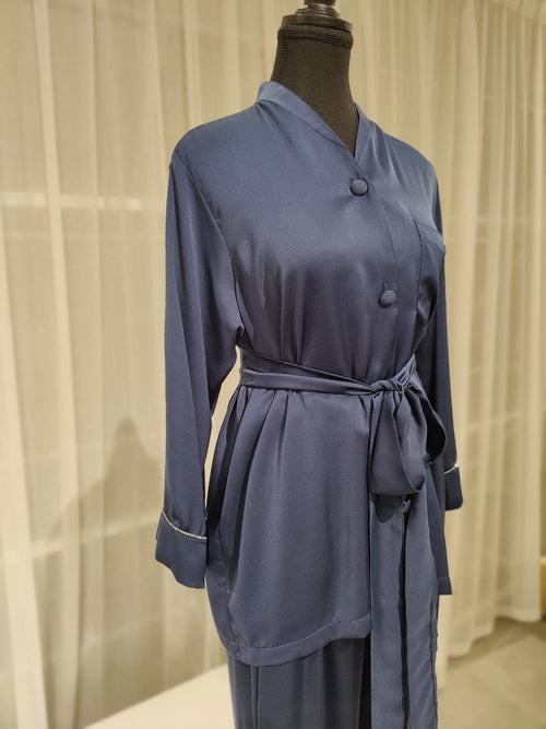 Navy Blue Micro Crystal Pajama Set