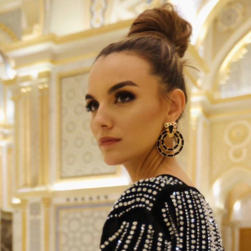 Black Circle Earrings